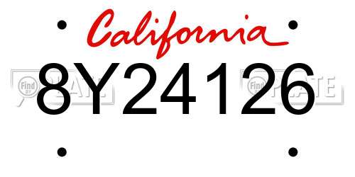 8Y24126 California License Plate
