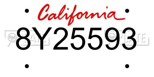 8Y25593 California License Plate