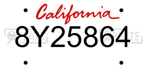 8Y25864 California License Plate