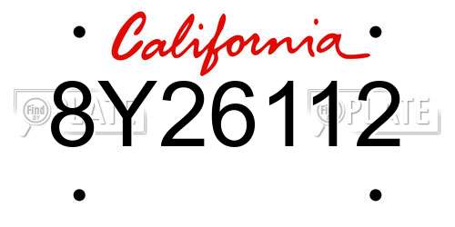 8Y26112 California License Plate