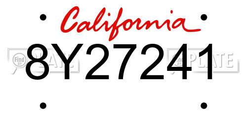 8Y27241 California License Plate