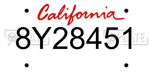 8Y28451 California License Plate