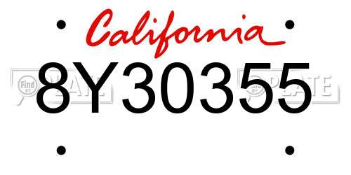 8Y30355 California License Plate