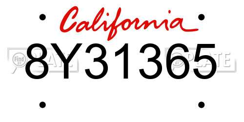 8Y31365 California License Plate