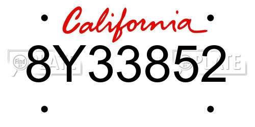 8Y33852 California License Plate