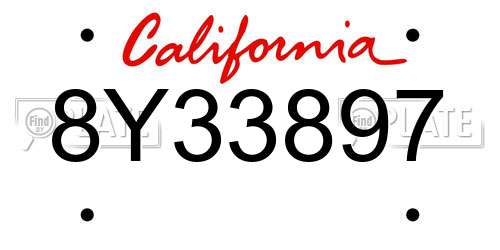 8Y33897 California License Plate