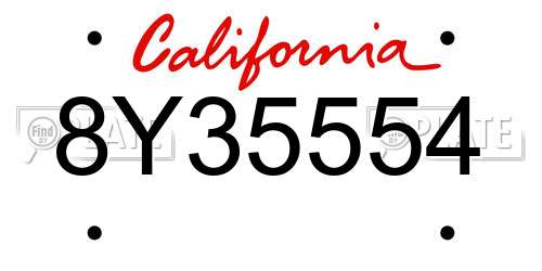 8Y35554 California License Plate