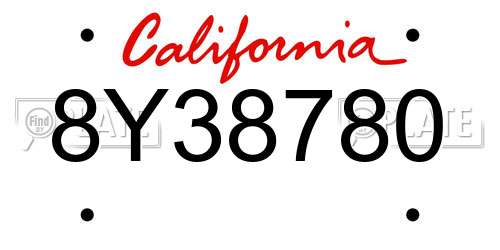 8Y38780 California License Plate