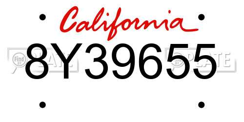8Y39655 California License Plate