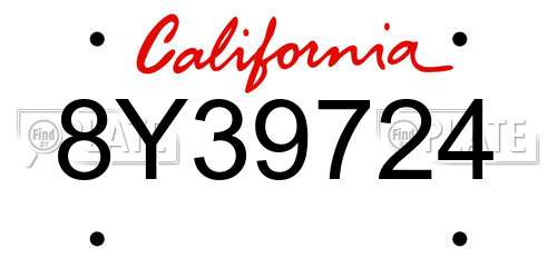 8Y39724 California License Plate