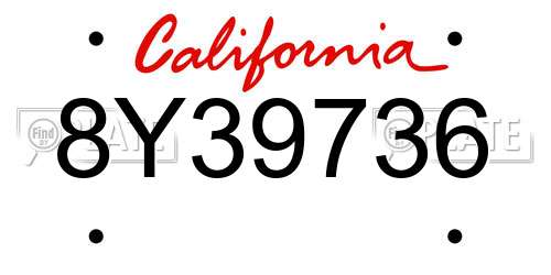 8Y39736 California License Plate