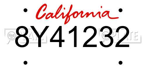 8Y41232 California License Plate