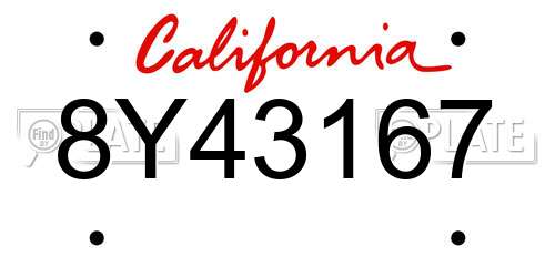 8Y43167 California License Plate