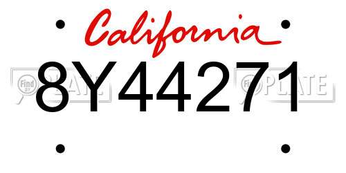 8Y44271 California License Plate