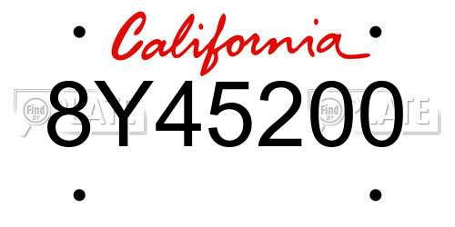 8Y45200 California License Plate