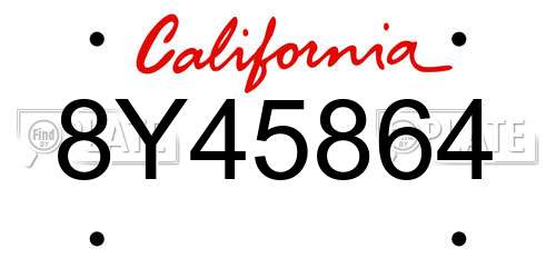 8Y45864 California License Plate