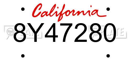 8Y47280 California License Plate