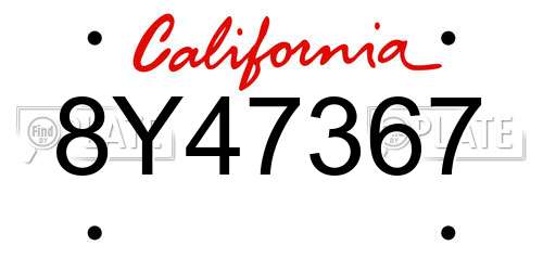 8Y47367 California License Plate