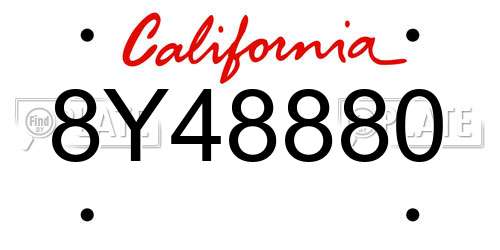 8Y48880 California License Plate