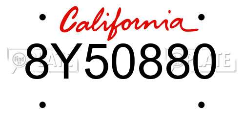 8Y50880 California License Plate