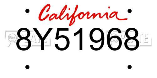 8Y51968 California License Plate