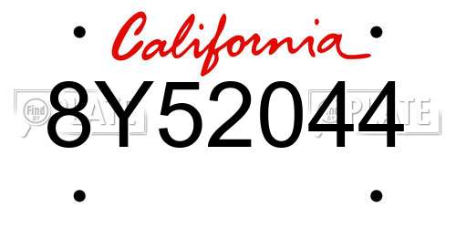 8Y52044 California License Plate