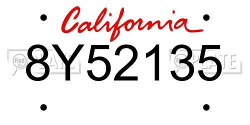 8Y52135 California License Plate