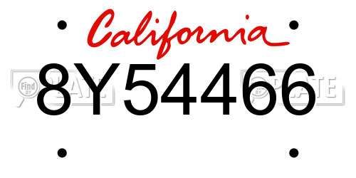 8Y54466 California License Plate