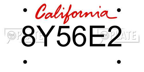 8Y56E2 California License Plate