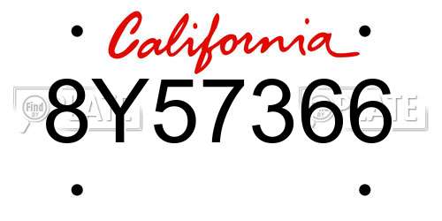 8Y57366 California License Plate