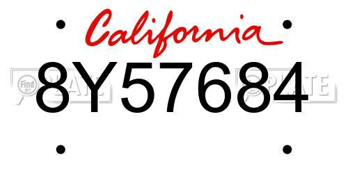 8Y57684 California License Plate