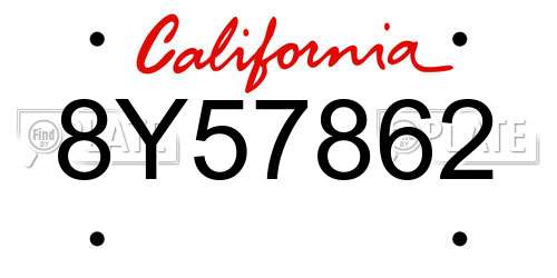 8Y57862 California License Plate