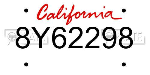 8Y62298 California License Plate