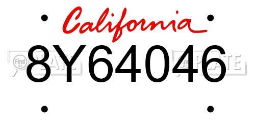 8Y64046 California License Plate