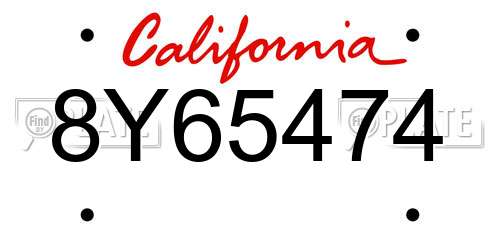 8Y65474 California License Plate