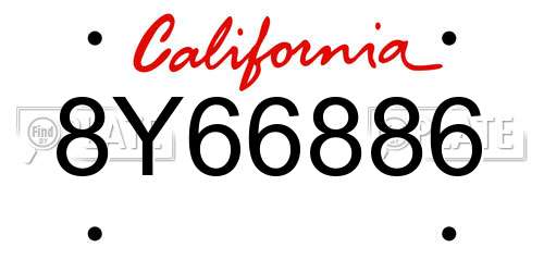 8Y66886 California License Plate