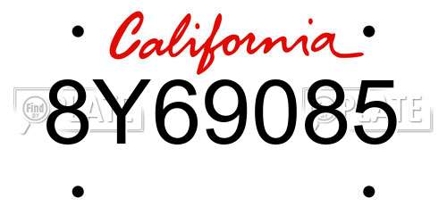 8Y69085 California License Plate