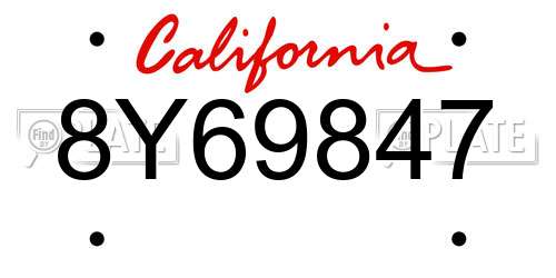 8Y69847 California License Plate