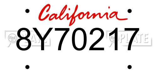 8Y70217 California License Plate