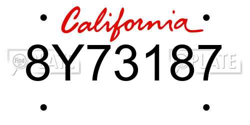 8Y73187 California License Plate