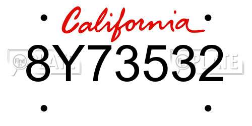 8Y73532 California License Plate