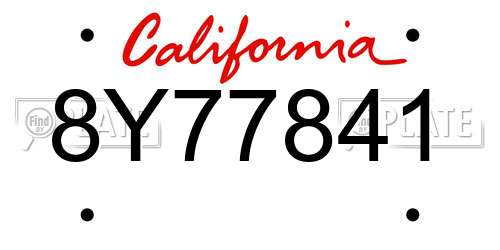 8Y77841 California License Plate