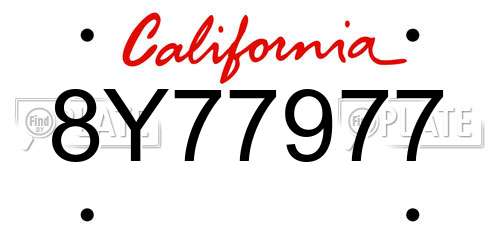 8Y77977 California License Plate