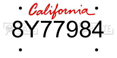 8Y77984 California License Plate