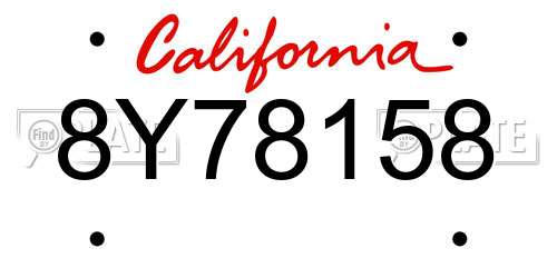 8Y78158 California License Plate