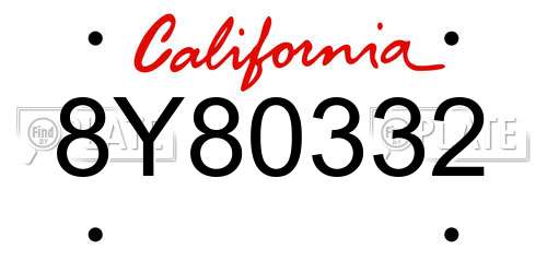 8Y80332 California License Plate