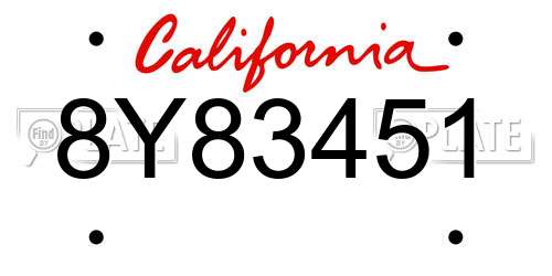 8Y83451 California License Plate