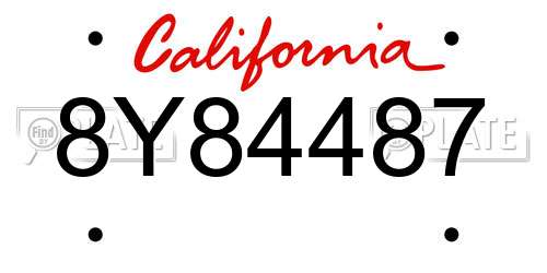 8Y84487 California License Plate