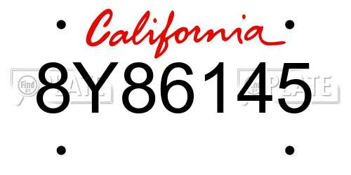 8Y86145 California License Plate