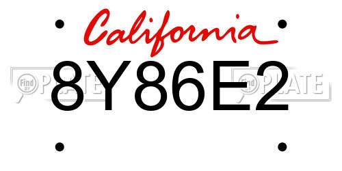 8Y86E2 California License Plate